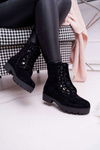 Dámské Kotníkové Boty zateplené Semišové černé Gerta