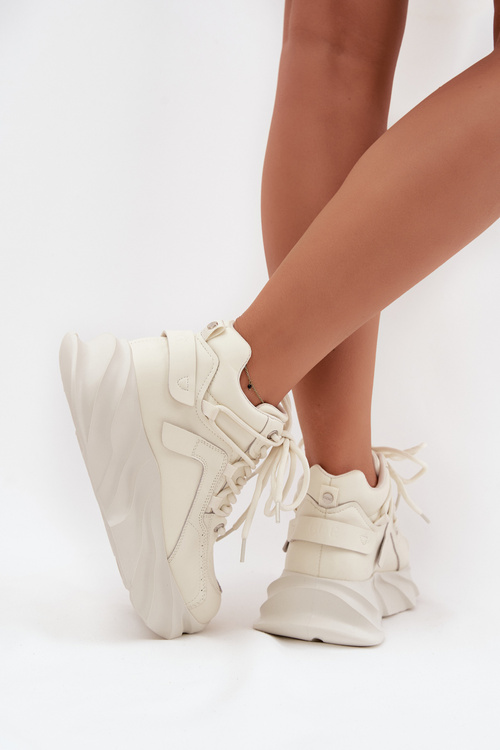 Dámské tenisky přírodní kůže GOE SS2N4037 Ztemnělá bílá