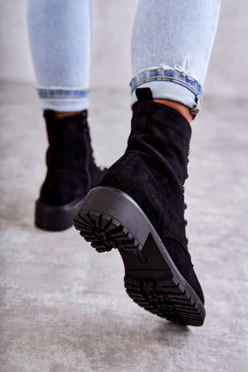 semišové kozačky s ozdobnými pruhy Černé Malesia