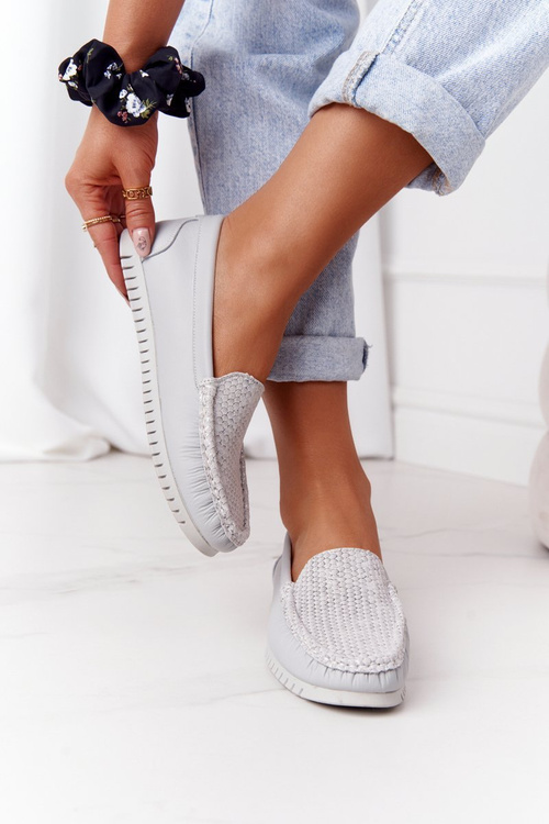 Dámské Kožené Mokasiny S.Barski 97630 Šedé