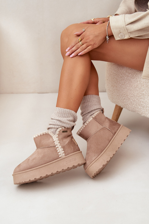 Dámské Sněhule Na Platformě S Prošíváním Big Star SS274129 Béžové