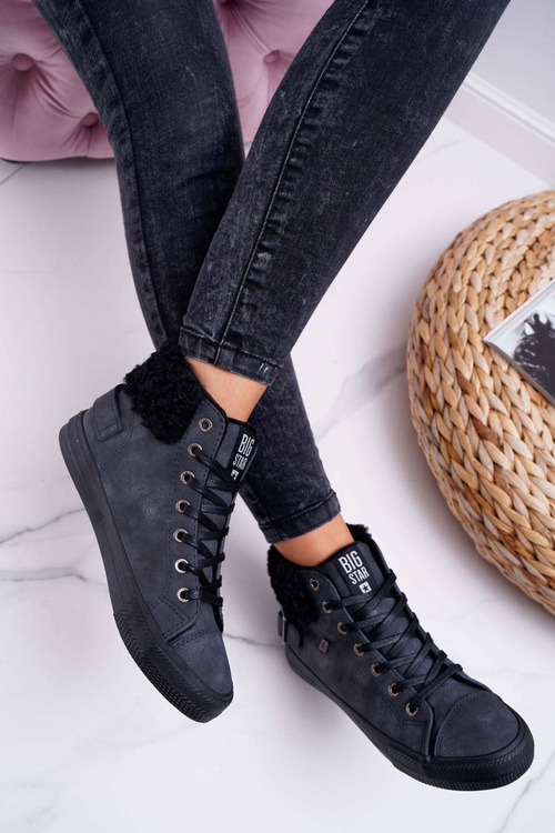 Dámské Tenisky Big Star Vysoké zateplené Černé EE274080