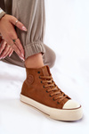 Dámska vysoká izolovaná veľká hviezda KK274171 Brown Sneakers