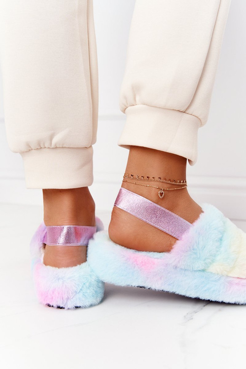 Kožešinové Papuče Na Platformě Barevné Snowflake