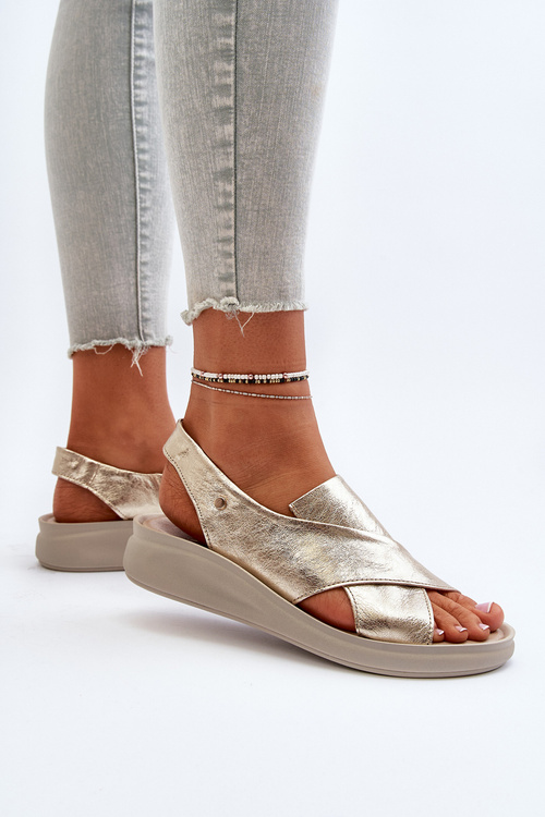 kožené sandály na klínu Černé Morgan