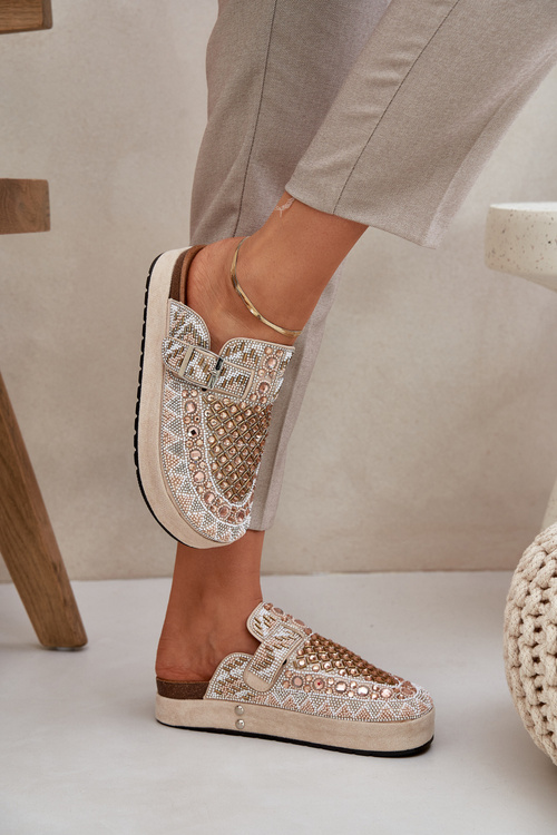 Ozdobené Šľapky Na Platforme Béžové Terfitra