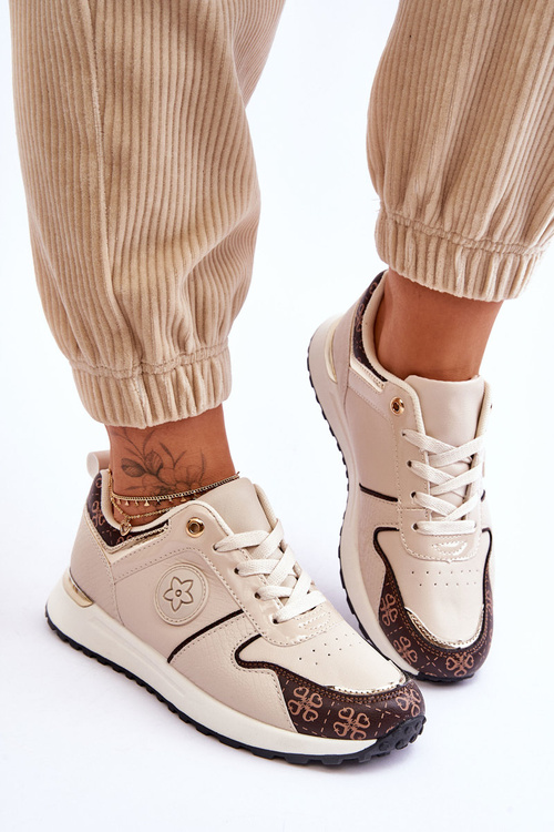 Trendy sportovní boty z kůže béžovo-hnědé Rachel
