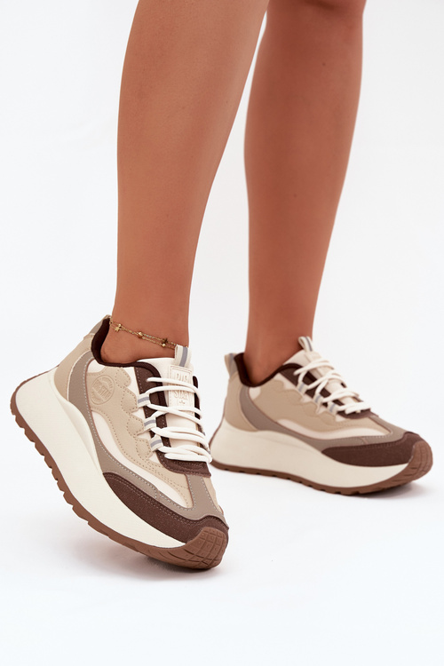 Dámské sneakers na platformě Big Star SS274002 HI-POLY SYSTEM Béžové