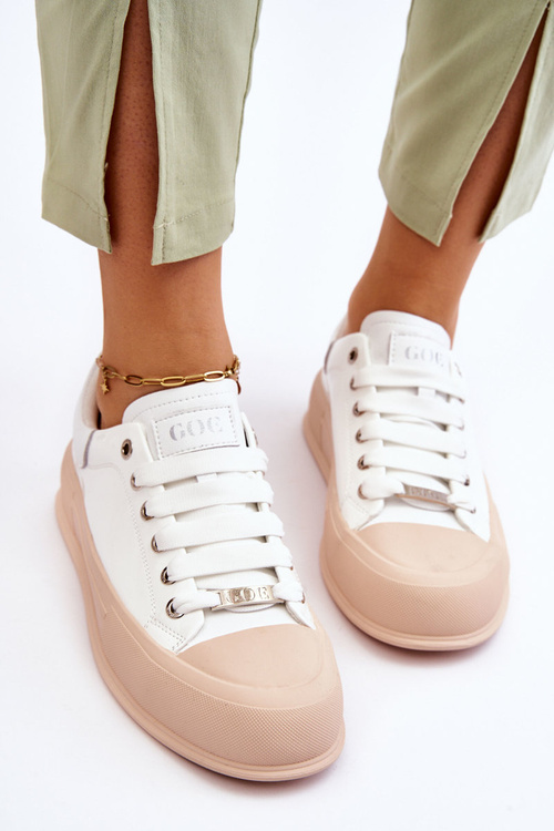 Ženské lakované tenisky na platforme Goe LL2N4020 biela