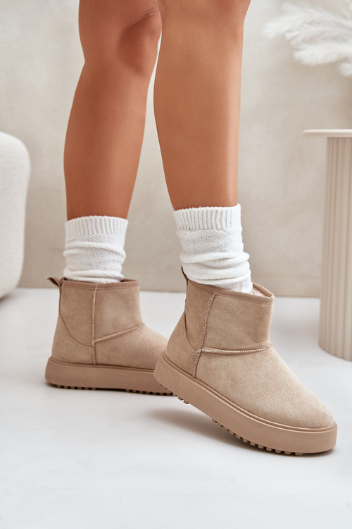 Dámske Snehule Na Platforme Z Eko Semišu Béžové Atteria