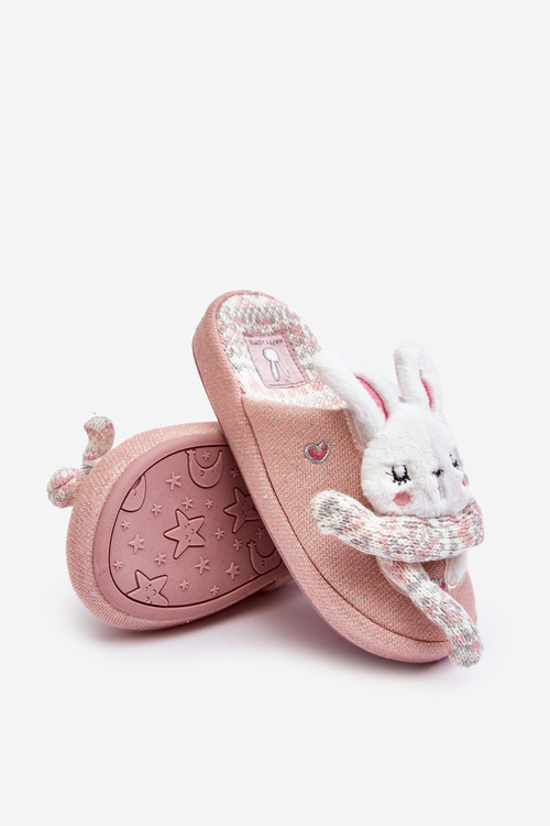 Detské papuče na hrubom podošom zajačikovej ružovej dasca