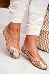 Lu Boo Dámské Baleríny Zlaté Prolamované Pletené Carry