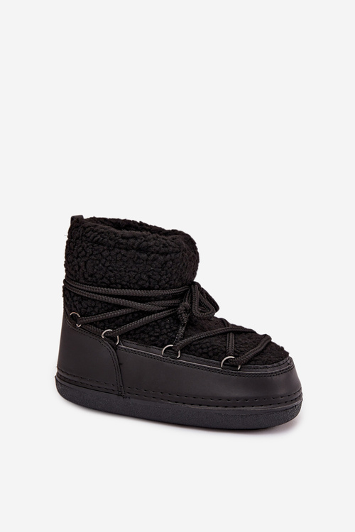 Dámské sněhule s beránkovým kožíškem typu vázané Černé Belira