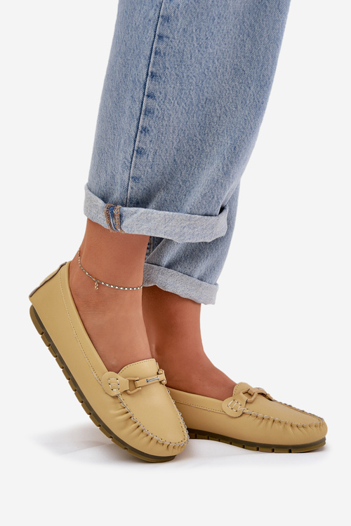 Ploché Kožené Mokasíny S Ozdobou S.Barski LR51-547 Žlté