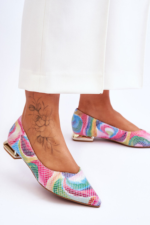 Dámské Baleríny Laura Messi Kožené Tęczowe 2193