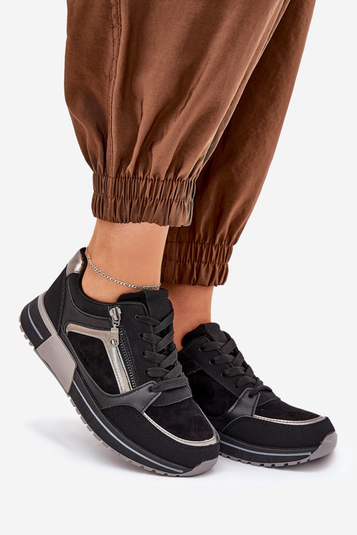 Dámské Sportovní Boty S Zipem Na Platformě Černé Larys