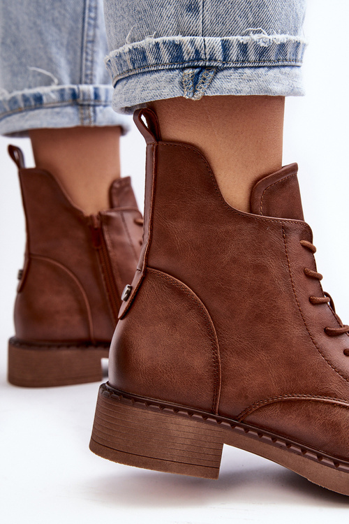 Klasické dámské botky na plochém podpatku hnědé Ballisa