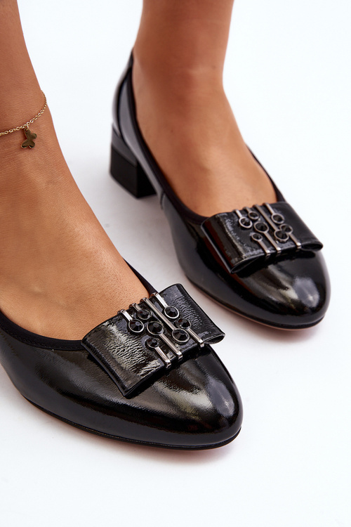 Lakované topánky na opätku čierne Ilvanna