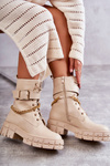 Módne pracovníčky topánky s reťazovým béžovým solesso