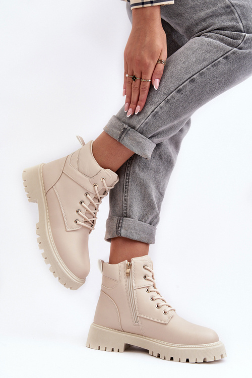 Dámské zipové zateplené trapery Gremiva Beżowe