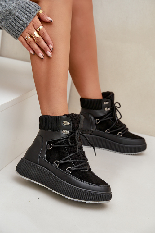 Nízke Snehové Topánky Na Platforme Čierne Naliora