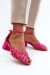 Dámské sandály z eko semiše na nízkém podpatku fuchsie Monsha