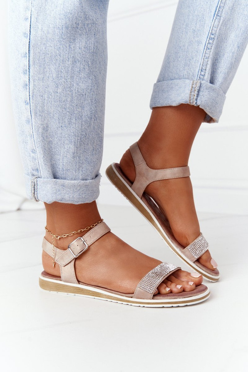 Sandály Se Zirkony S.Barski 701-18 Béžové