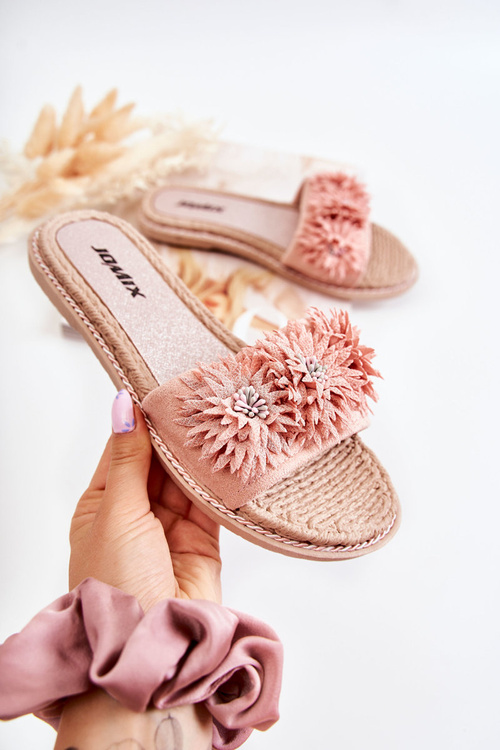 Dámske flip -flops s látkovými kvetmi ružová Susana