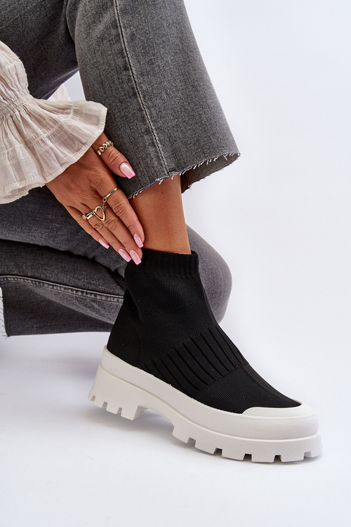 Dámske topánky s ponožkovitým zvrškom čiernej farby Fiename