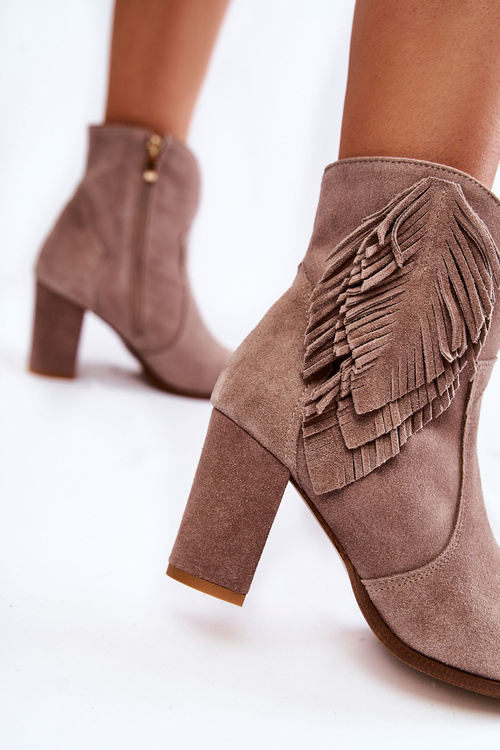 Dámské semišové kozačky Lewski Shoes 3093 Cappucino