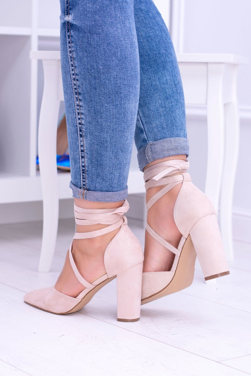 Dámské lodičky na podpatku eko-semiš béžové Demmi