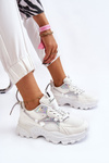 Dámske šnurované športové topánky na platforme White Minea Platform