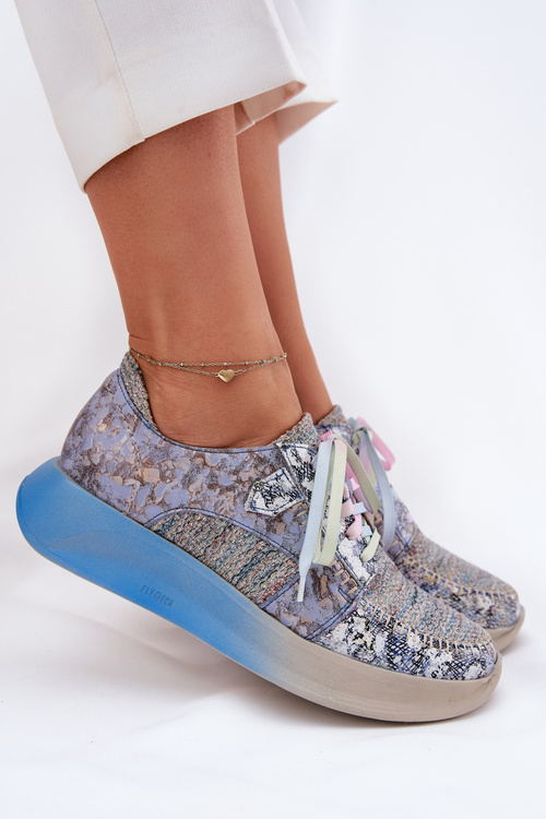 Dámské Kožené Polobotky Sneaker na Platformě Maciejka 06776A-06 Modré