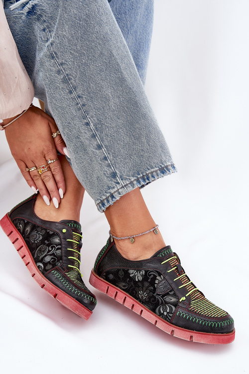 Kožené Polobotky Dámské Vzorované Maciejka 06784-20 Černé