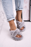 Dámské Kožešinové Papuče Šedé Cozy Time