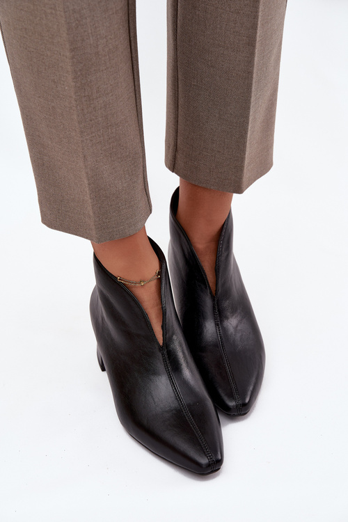 Eko kožené dámské boty na podpatku černé Rylina