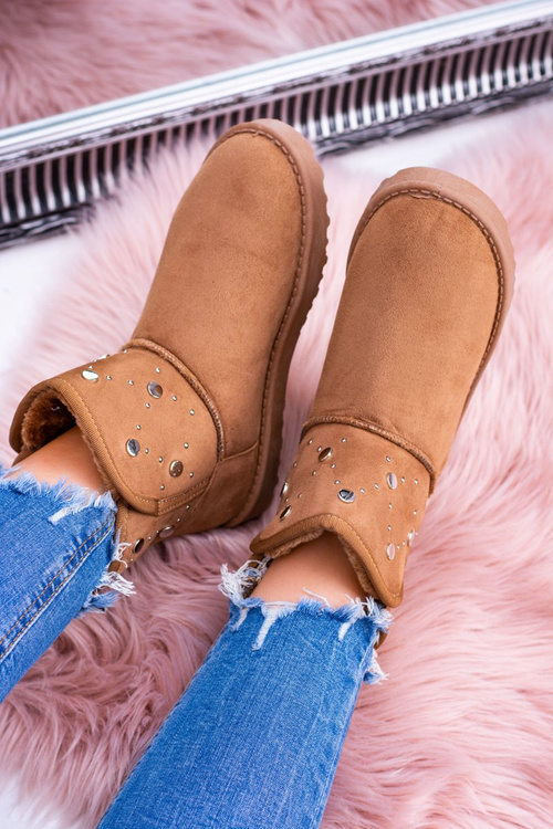Ženské izolované topánky Snow Boots Suede Camel Biggy
