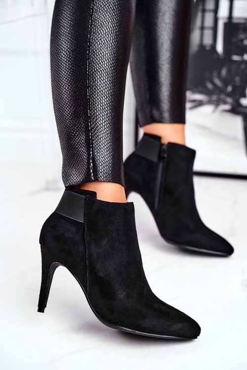 Dámské Kotníkové Boty Na Podpatku Černé Office