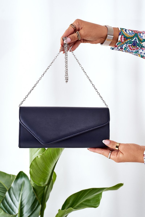 Elegantná taška na spojku s retiazkou Navy Blue