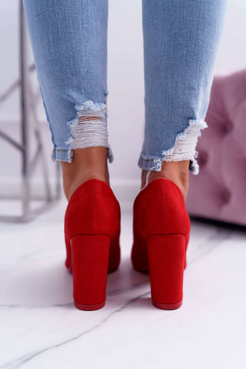 Dámske čerpadlá na červenom malinovom semišovom poste