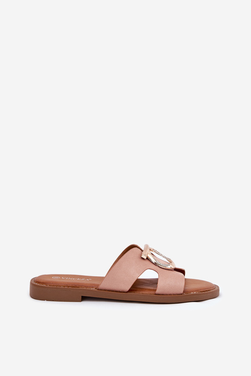 Dámske sandále na plochom podpätku s ozdobou Vinceza 17381 béžové