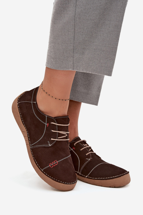 Kožené dámske poltopánky s prešívaním Artiker 57C2114 Hnedá