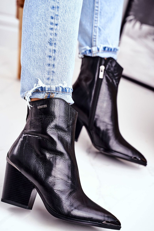 Dámské Kotníkové Boty Na Podpatku kůže Big Star Černé GG274919