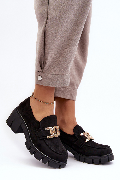 Dámské semišové polobotky s ozdobou černé Rullenes