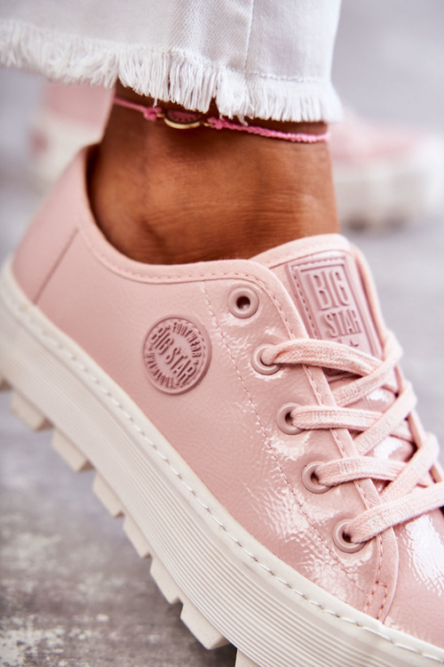 Módne lakované veľké hviezdy KK274047 Pink tenisky