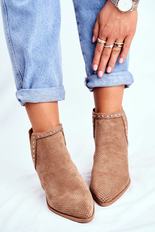 Dámské Kotníkové Boty Na Podpatku Béžové Margate