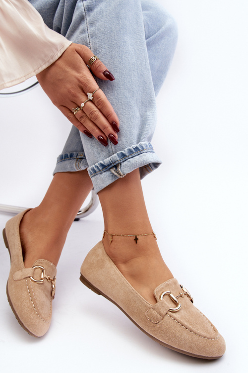 Dámské mokasíny s ozdobou z ekosrsti béžové Winalita