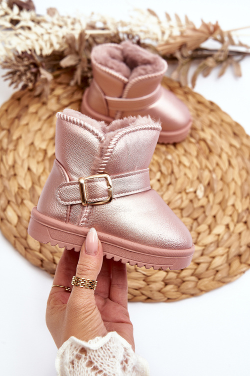 Detské ekologické kožené snehule s ružovým remienkom Orinor