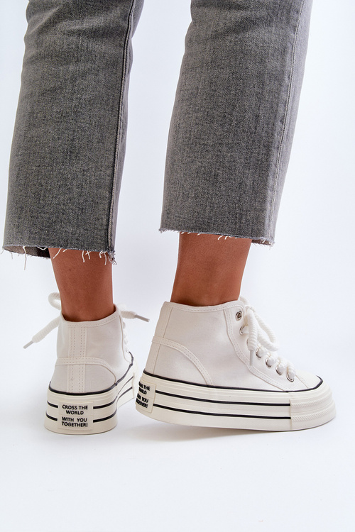 Dámske tenisky na platforme biele Aineri