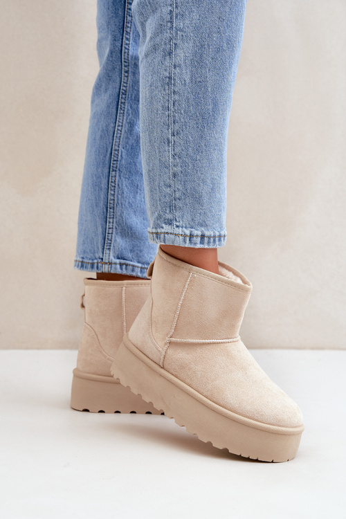 Dámské Sněhule Na Platformě Světle Béžové Leanara